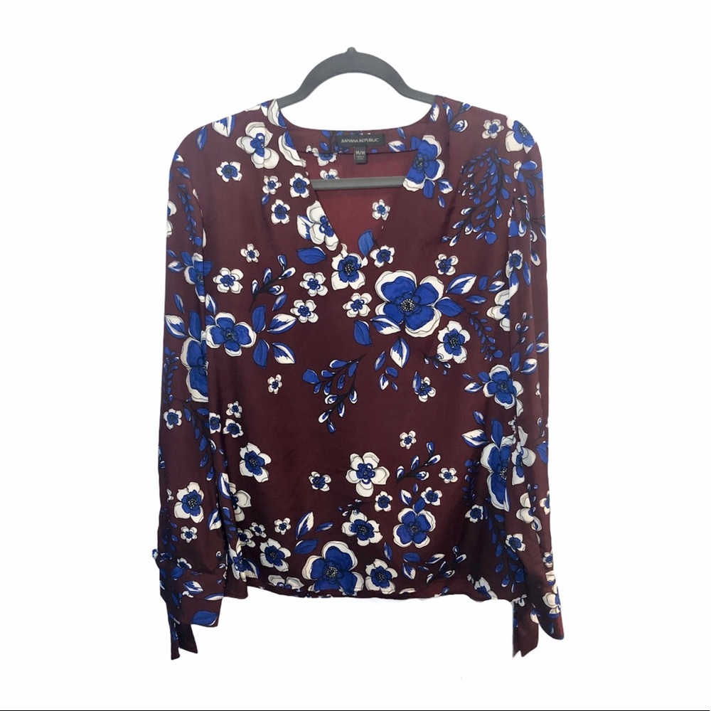 Banana Republic Burgundy Floral Blouse